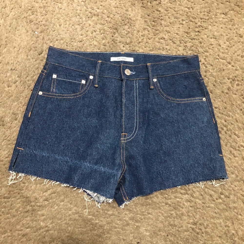 GRLFRND Dark Indigo Denim Cutoff Shorts Size 26 NWOT Price $195